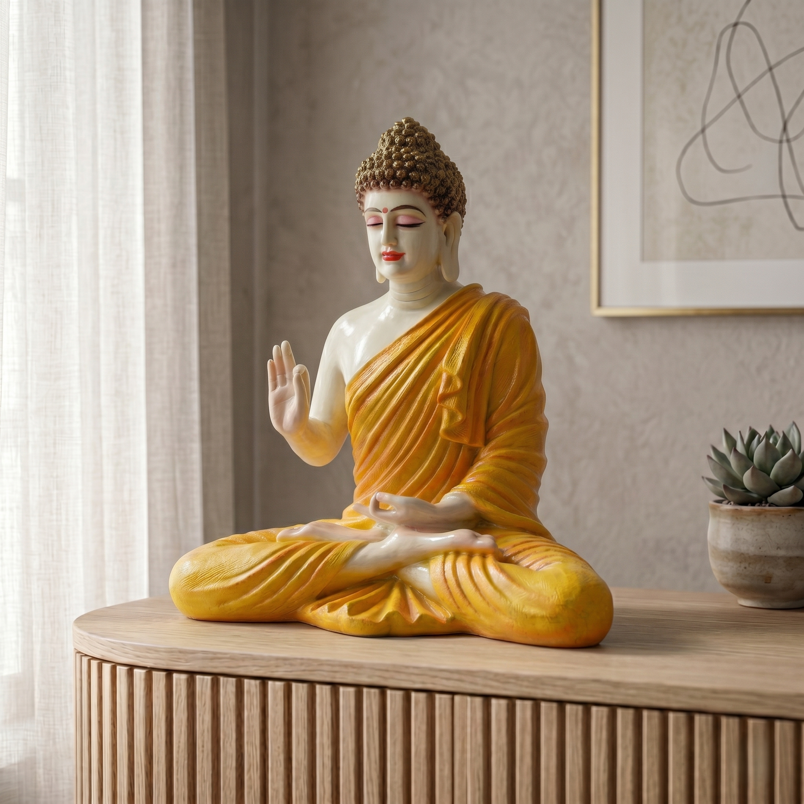 Gemini_Generated_Image_8qkvh78qkvh78qkv TCG 13" Calm Posture Buddha in Orange Colour - Image 1