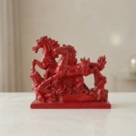 TCG 8" Red Horse Running Couple Statue