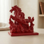 TCG 8" Red Horse Running Couple Statue - Image 3