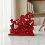TCG 8" Red Horse Running Couple Statue - Image 5