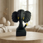 TCG 7" Black Elephant Face Statue - Image 4