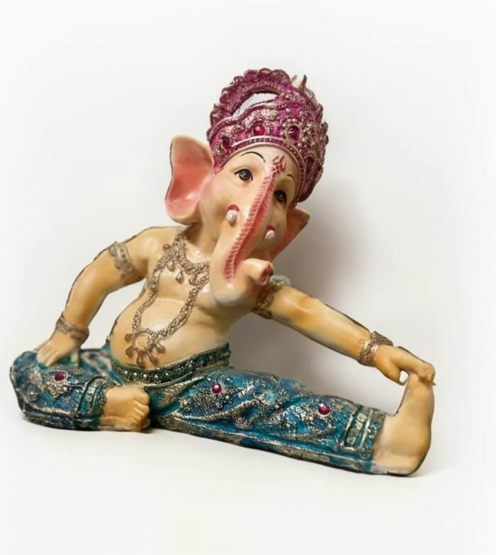 10" Multi colour Yoga Ganesha Statue - Image 1