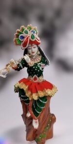 20" Lord Krishna Murti decorative with stone - Image 3