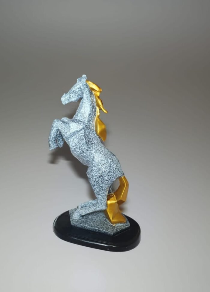 11" Golden White Marble Finish Horse - Image 5