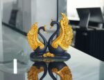 7" Lovely Blue Golden Couple Swan - Image 7