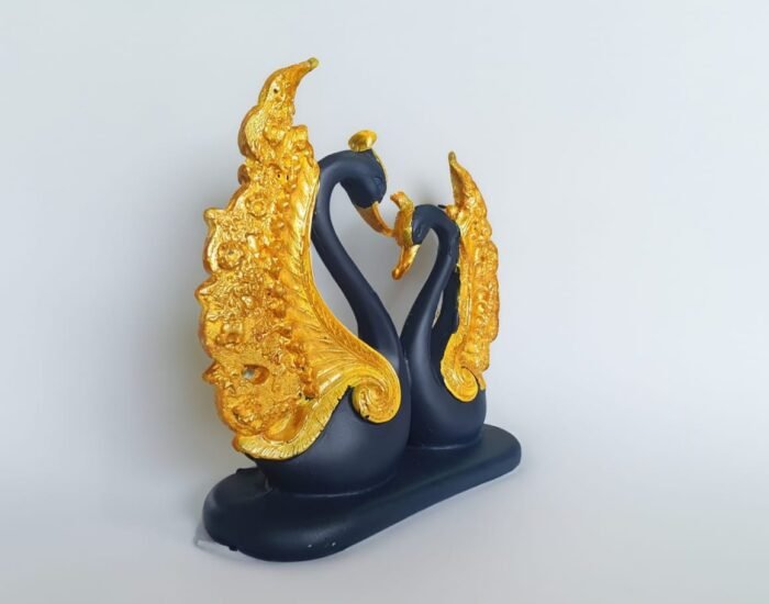 7" Lovely Blue Golden Couple Swan - Image 6