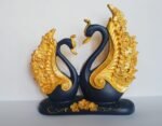 7" Lovely Blue Golden Couple Swan
