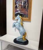 11" Golden White Marble Finish Horse - Image 4