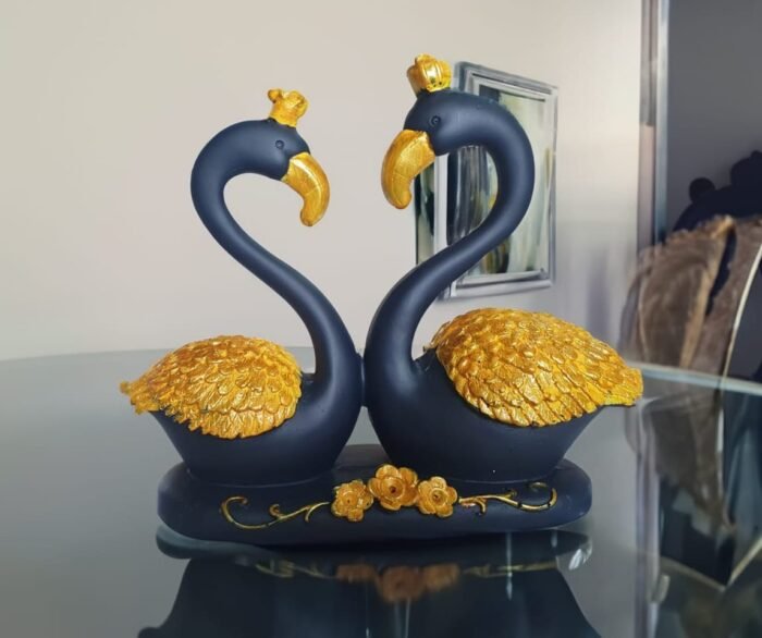 7" Lovely Blue King Queen Swan Couple - Image 5