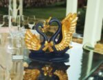 7" Lovely Blue Golden Heart Couple Swan - Image 5