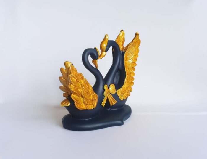 7" Lovely Blue Golden Heart Couple Swan - Image 4