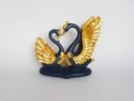 7" Lovely Blue Golden Heart Couple Swan - Image 3