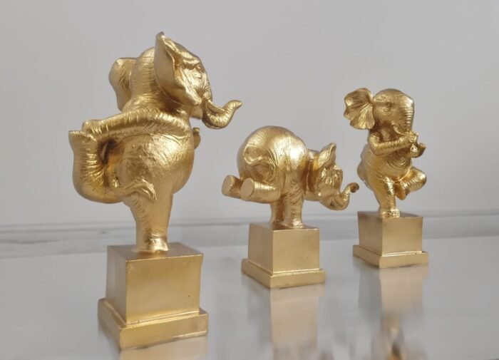 9" Yoga Posture Elephant Set comes in golden colour. - Image 5