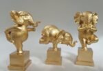 9" Yoga Posture Elephant Set comes in golden colour.