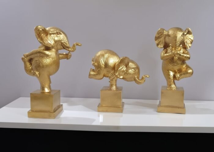 9" Yoga Posture Elephant Set comes in golden colour. - Image 3