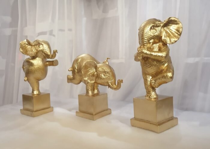 9" Yoga Posture Elephant Set comes in golden colour. - Image 2