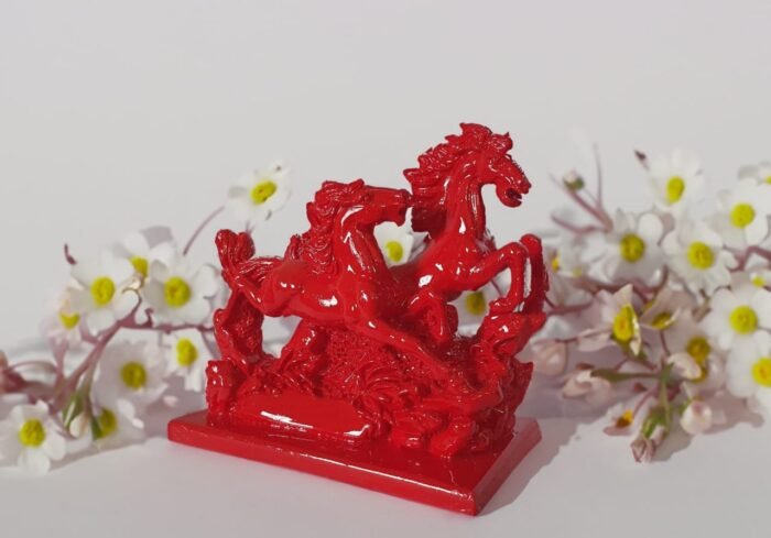 8" Red Horse Running Couple - Image 1