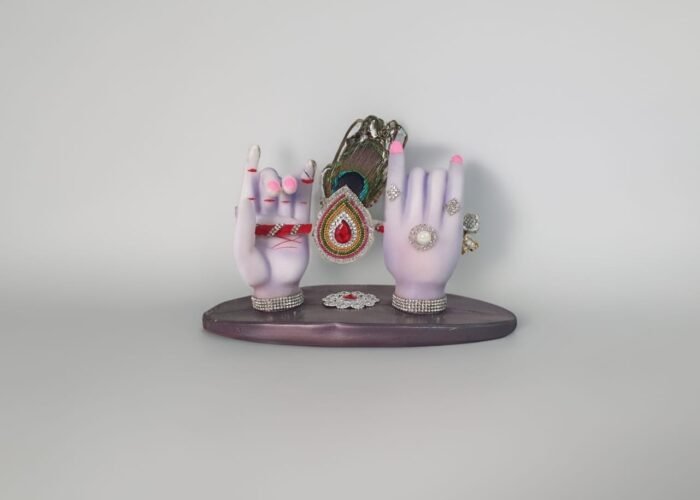6" Krishna Hands holding Flute with peacock feather - Image 5