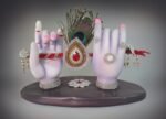6" Krishna Hands holding Flute with peacock feather - Image 3