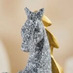 TCG 11" Golden Marble Horse Statue - Image 2