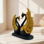 TCG 7.5" Lovely Blue Golden Couple Swan Statue - Image 3