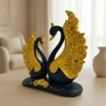 TCG 7.5" Lovely Blue Golden Couple Swan Statue - Image 4