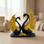 TCG 7.5" Lovely Blue Golden Couple Swan Statue