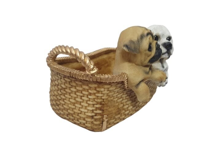 TCG 15cm Cute Puppies in Basket Statue - Image 4