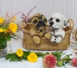 TCG 15cm Cute Puppies in Basket Statue