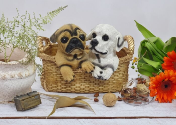 TCG 15cm Cute Puppies in Basket Statue - Image 5