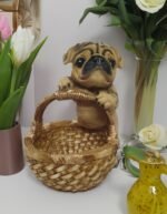 TCG 22cm Pug Dog with Storage Basket Statue - Image 2
